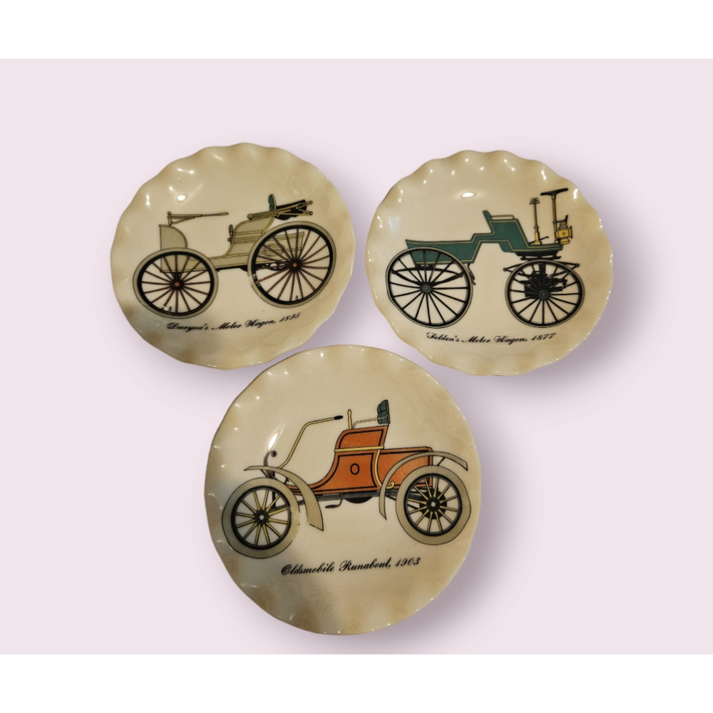 Vintage Railroad Plates Set of 3 White 5 inches Collector